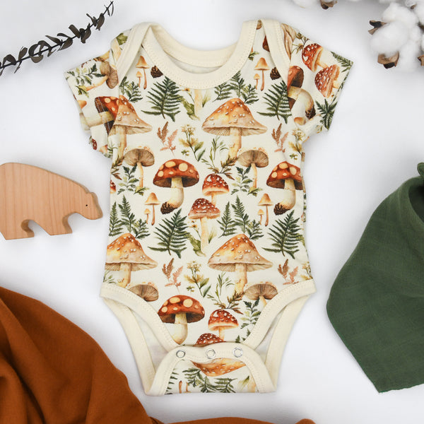 Organic Cotton Short Sleeve Baby Bodysuit, Anise Organic Earthy Clothing