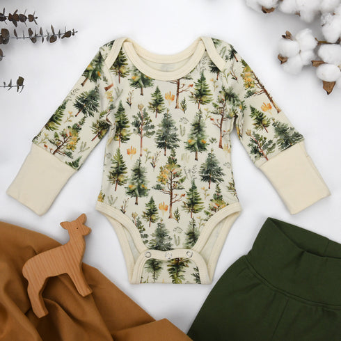 Organic Cotton Long Sleeve Baby Bodysuit, Arbor Organic Earthy Clothing