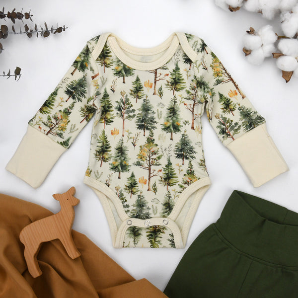 Organic Cotton Long Sleeve Baby Bodysuit, Arbor Organic Earthy Clothing