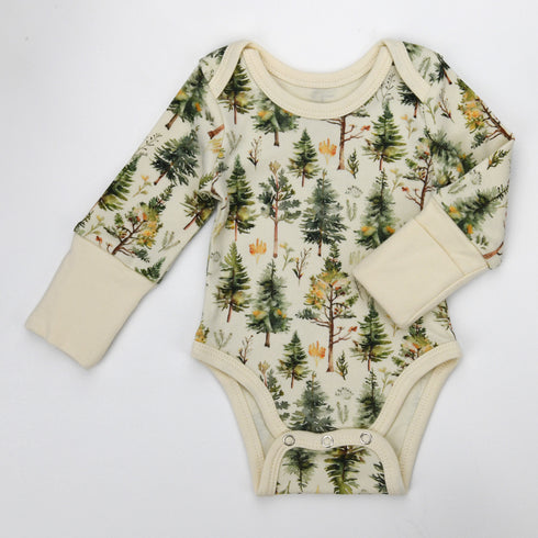 Organic Cotton Long Sleeve Baby Bodysuit, Arbor Organic Earthy Clothing