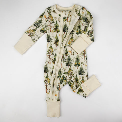 Organic Cotton Baby Pajamas 2-Way Zip Front Zipper Sleeper, Arbor Organic Earthy Clothing