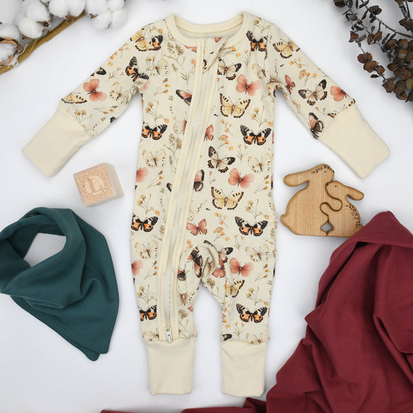 Organic Cotton Baby Pajamas 2-Way Zip Front Zipper Sleeper, Audrey Organic Earthy Clothing