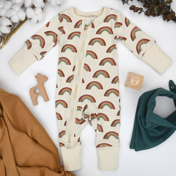 Organic Cotton Baby Pajamas 2-Way Zip Front Zipper Sleeper, August Organic Earthy Clothing