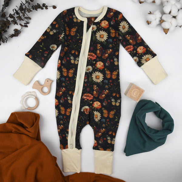 Organic Cotton Baby Pajamas 2-Way Zip Front Zipper Sleeper, Avery Organic Earthy Clothing