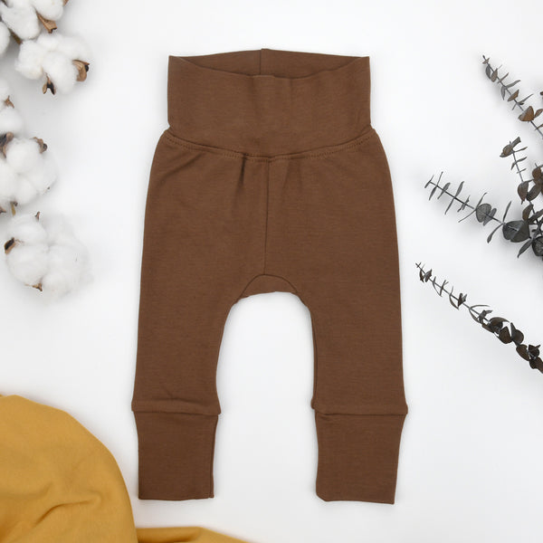 Organic Cotton High Waist Baby Pants, Bark Organic Earthy Clothing