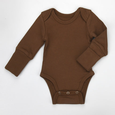 Organic Cotton Long Sleeve Baby Bodysuit, Bark Organic Earthy Clothing