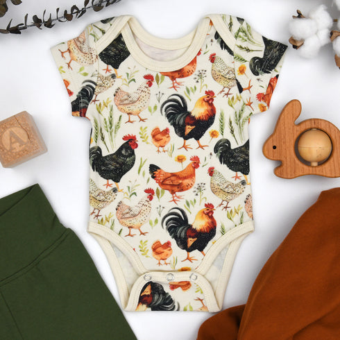 Organic Cotton Short Sleeve Baby Bodysuit, Barley Organic Earthy Clothing
