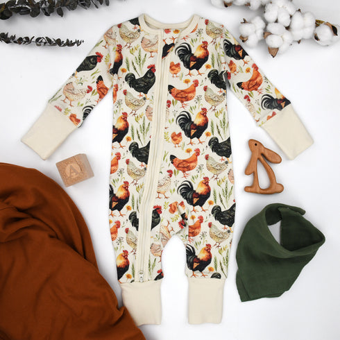 Organic Cotton Baby Pajamas 2-Way Zip Front Zipper Sleeper, Barley Organic Earthy Clothing