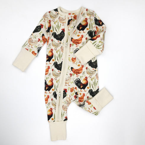 Organic Cotton Baby Pajamas 2-Way Zip Front Zipper Sleeper, Barley Organic Earthy Clothing