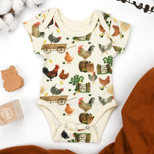 Organic Cotton Short Sleeve Baby Bodysuit, Basil