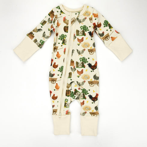 Organic Cotton Baby Pajamas 2-Way Zip Front Zipper Sleeper, Basil