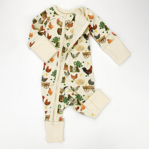 Organic Cotton Baby Pajamas 2-Way Zip Front Zipper Sleeper, Basil