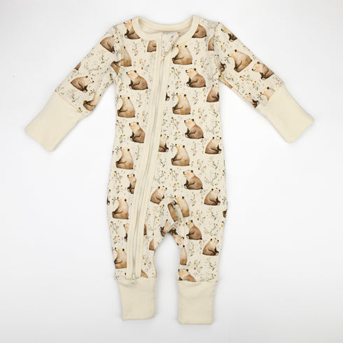 Organic Cotton Baby Pajamas 2-Way Zip Front Zipper Sleeper, Beck Organic Earthy Clothing
