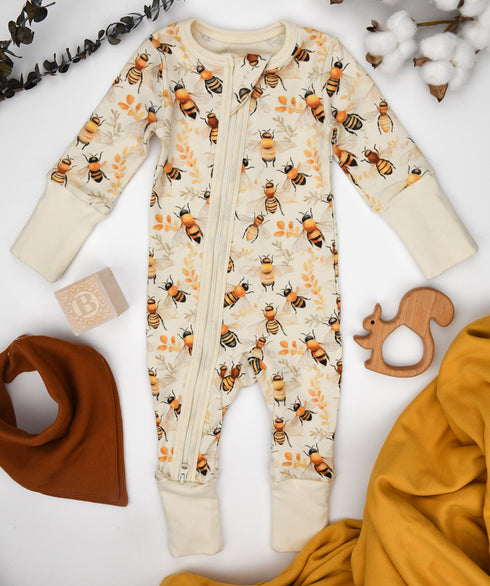 Organic Cotton Baby Pajamas 2-Way Zip Front Zipper Sleeper, Cinnamon Organic Earthy Clothing