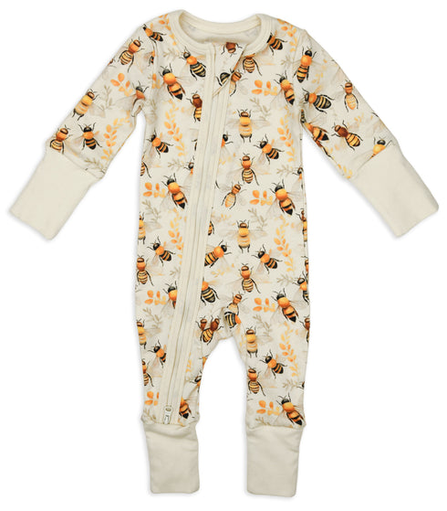 Organic Cotton Baby Pajamas 2-Way Zip Front Zipper Sleeper, Cinnamon Organic Earthy Clothing
