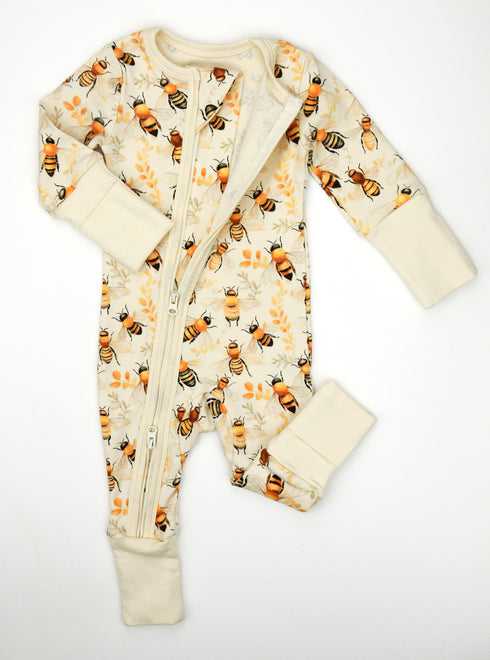 Organic Cotton Baby Pajamas 2-Way Zip Front Zipper Sleeper, Cinnamon Organic Earthy Clothing
