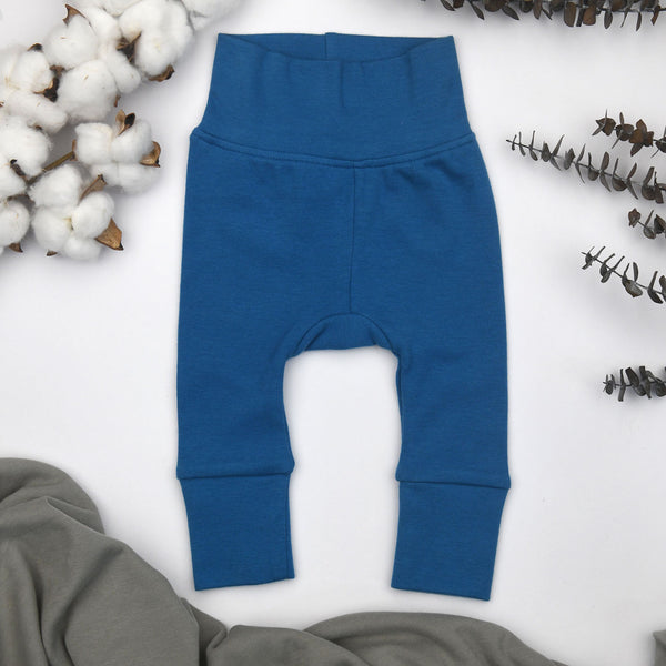 Organic Cotton High Waist Baby Pants, Bermuda Blue Organic Earthy Clothing