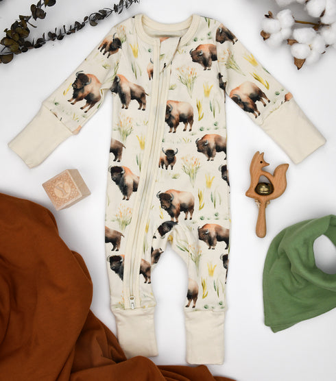 Organic Cotton Baby Pajamas 2-Way Zip Front Zipper Sleeper, Jack Organic Earthy Clothing