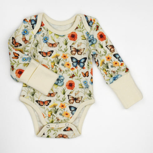 Organic Cotton Long Sleeve Baby Bodysuit, Blossom Organic Earthy Clothing