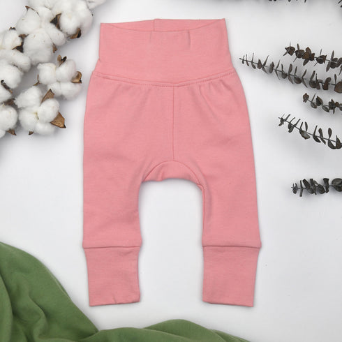 Organic Cotton High Waist Baby Pants, Blush Organic Earthy Clothing