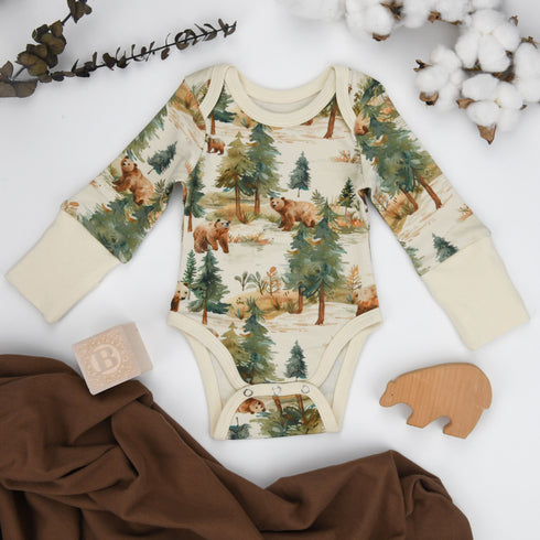 Organic Cotton Long Sleeve Baby Bodysuit, Bodhi Organic Earthy Clothing