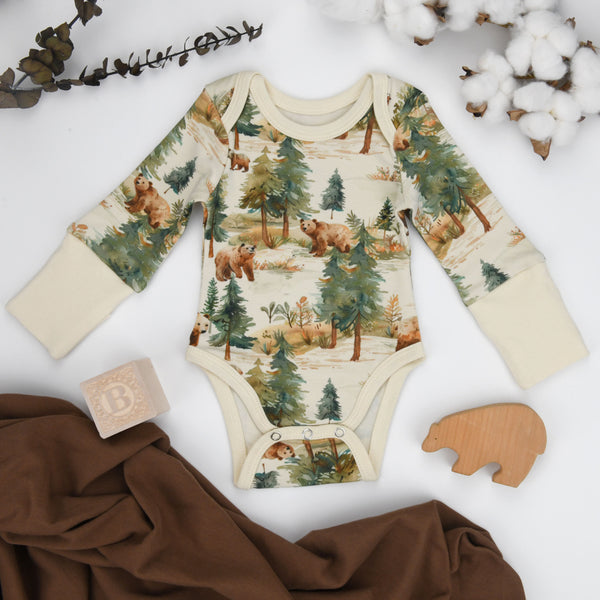 Organic Cotton Long Sleeve Baby Bodysuit, Bodhi Organic Earthy Clothing