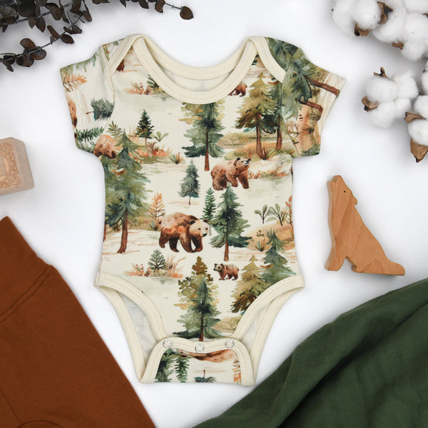 Organic Cotton Short Sleeve Baby Bodysuit, Bodhi Organic Earthy Clothing