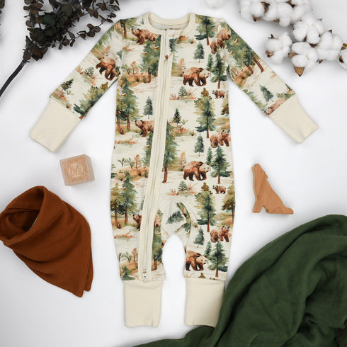 Organic Cotton Baby Pajamas 2-Way Zip Front Zipper Sleeper, Bodhi Organic Earthy Clothing