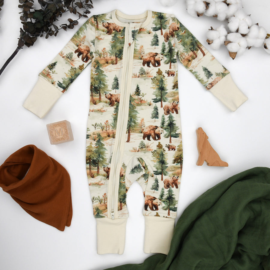 Organic Cotton Baby Pajamas 2-Way Zip Front Zipper Sleeper, Bodhi Organic Earthy Clothing