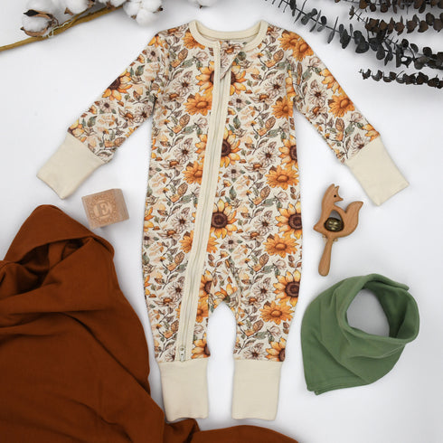 Organic Cotton Baby Pajamas 2-Way Zip Front Zipper Sleeper, Bryony Organic Earthy Clothing