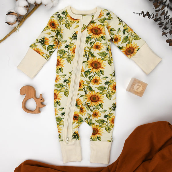 Organic Cotton Baby Pajamas 2-Way Zip Front Zipper Sleeper, Buttercup