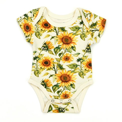 Organic Cotton Short Sleeve Baby Bodysuit, Buttercup