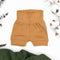 Organic Cotton High Waist Baby Shorts, Camel Organic Earthy Clothing