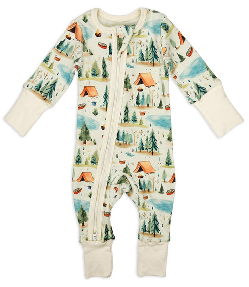 Organic Cotton Baby Pajamas 2-Way Zip Front Zipper Sleeper, North Organic Earthy Clothing