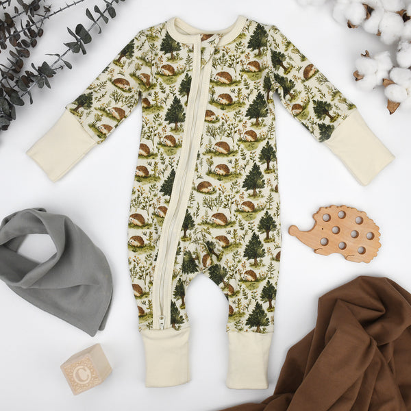 Organic Cotton Baby Pajamas 2-Way Zip Front Zipper Sleeper, Caraway Organic Earthy Clothing