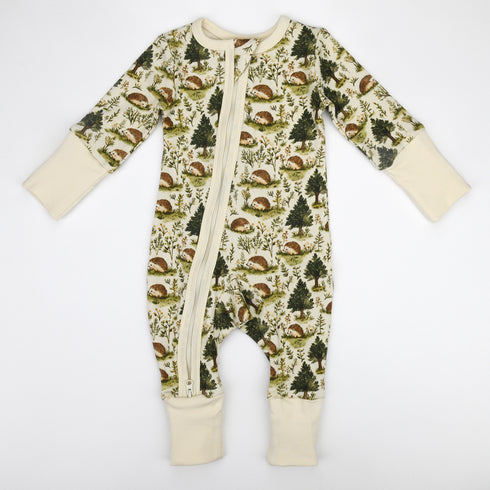 Organic Cotton Baby Pajamas 2-Way Zip Front Zipper Sleeper, Caraway Organic Earthy Clothing