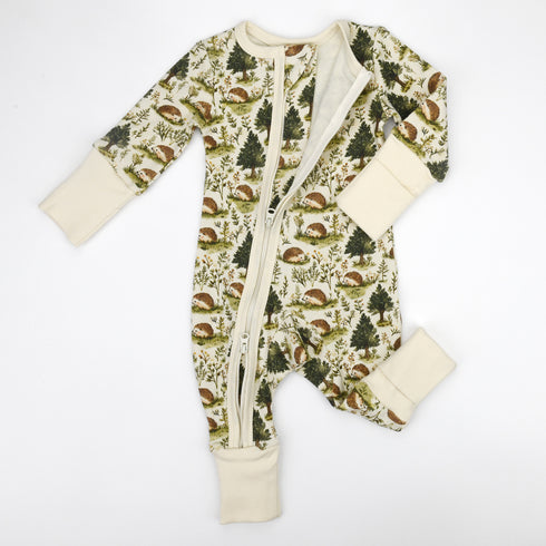 Organic Cotton Baby Pajamas 2-Way Zip Front Zipper Sleeper, Caraway Organic Earthy Clothing