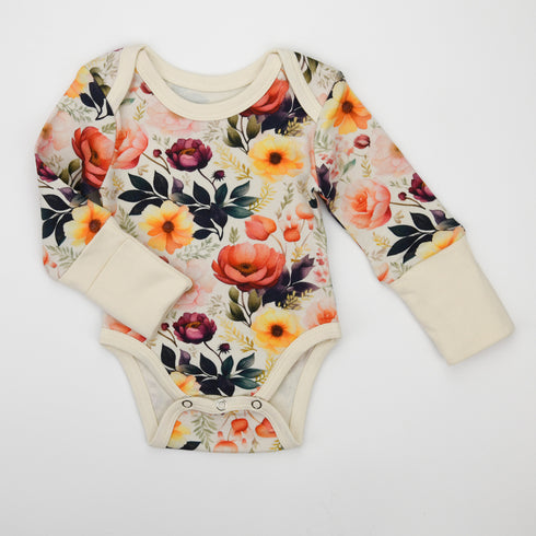 Organic Cotton Long Sleeve Baby Bodysuit, Cassia Organic Earthy Clothing