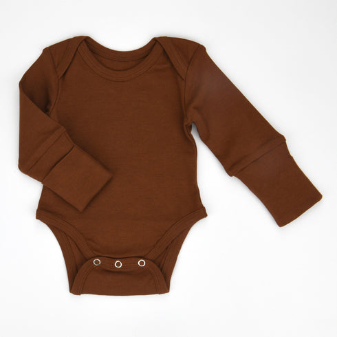 Organic Cotton Long Sleeve Baby Bodysuit, Chestnut Organic Earthy Clothing