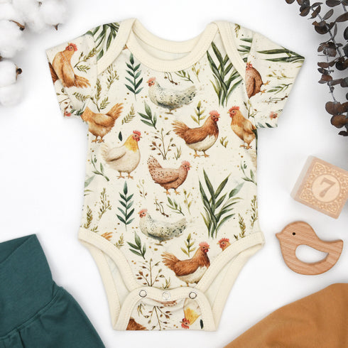 Organic Cotton Short Sleeve Baby Bodysuit, Chicory Organic Earthy Clothing