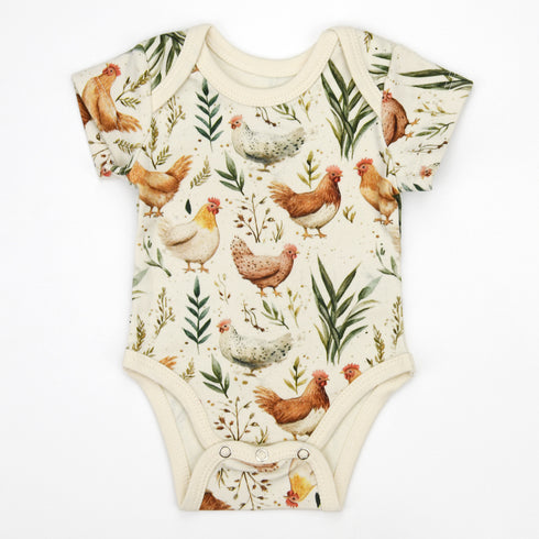 Organic Cotton Short Sleeve Baby Bodysuit, Chicory Organic Earthy Clothing