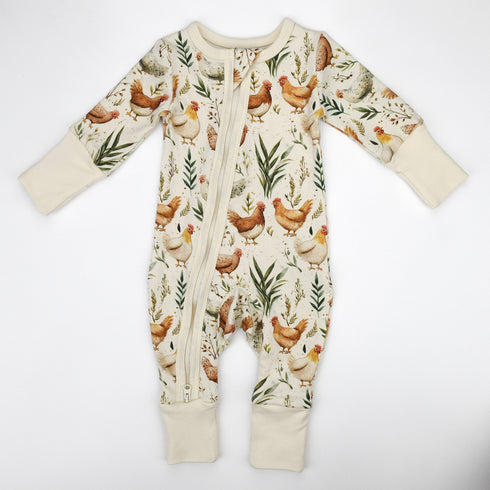 Organic Cotton Baby Pajamas 2-Way Zip Front Zipper Sleeper, Chicory Organic Earthy Clothing