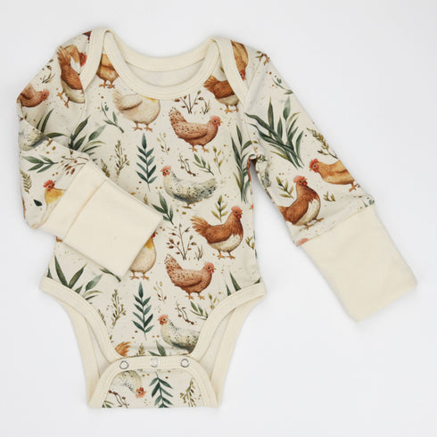 Organic Cotton Long Sleeve Baby Bodysuit, Chicory Organic Earthy Clothing