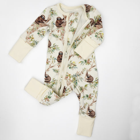 Organic Cotton Baby Pajamas 2-Way Zip Front Zipper Sleeper, Cleo Organic Earthy Clothing