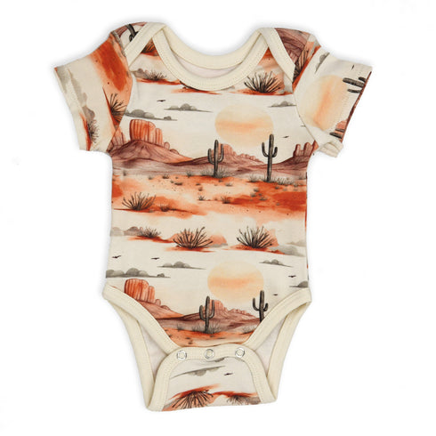 Organic Cotton Short Sleeve Baby Bodysuit, Cliff Organic Earthy Clothing