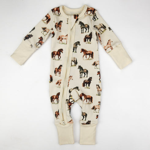 Organic Cotton Baby Pajamas 2-Way Zip Front Zipper Sleeper, Colt Organic Earthy Clothing