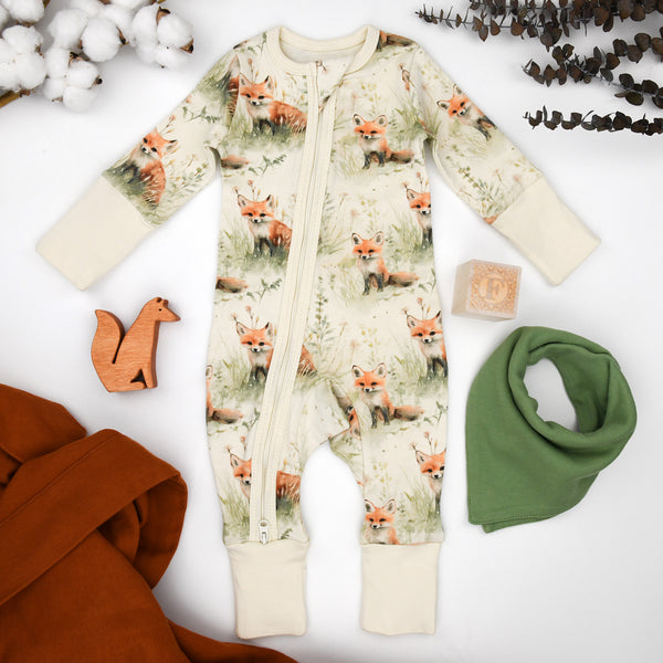 Organic Cotton Baby Pajamas 2-Way Zip Front Zipper Sleeper, Clover Organic Earthy Clothing