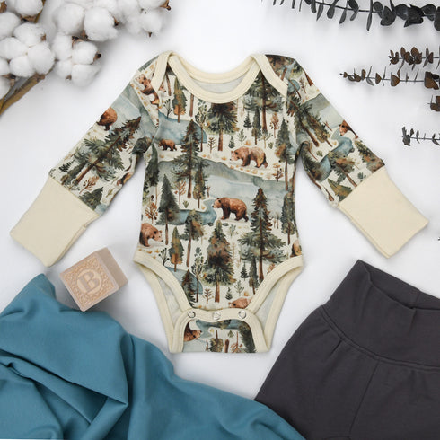 Organic Cotton Long Sleeve Baby Bodysuit, Crispin Organic Earthy Clothing