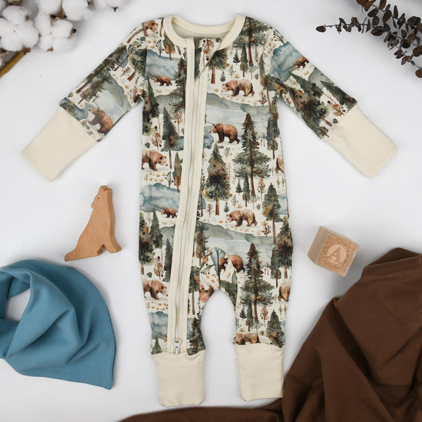 Organic Cotton Baby Pajamas 2-Way Zip Front Zipper Sleeper, Crispin Organic Earthy Clothing