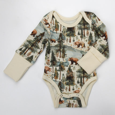 Organic Cotton Long Sleeve Baby Bodysuit, Crispin Organic Earthy Clothing